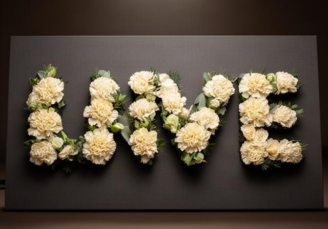 Cream floral letters arranged on a dark display board for a funeral service